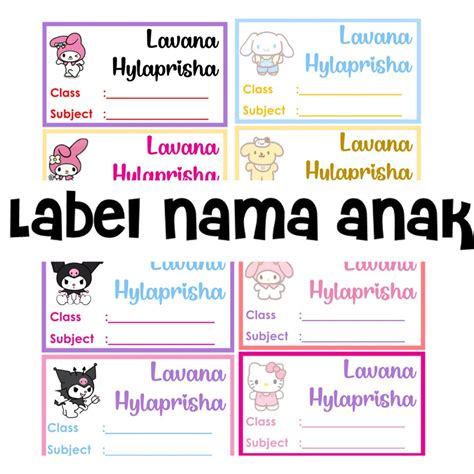 Jual Custom Sticker Label Buku Anak Sanrio Kuromi Cinnamoroll Hello