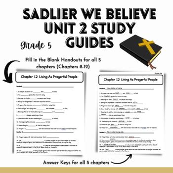 Sadlier We Believe Grade 5 Religion Unit 2 Study Guides | TPT