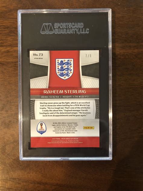 Raheem Sterling World Cup Prizm Pink Sp Sgc Gem Mint England