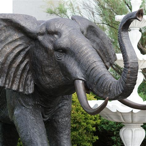 Extra Large Bronze Elephant Statue Life Size - Irongate Garden Elements