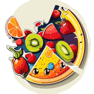 Slice Of Pizza Made From Kiwis And Other Fruits In A Simple Style