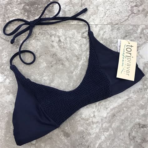 Tori Praver Swimwear Swim Tori Praver Swimwear Seafoam Bikini Top Navy Poshmark