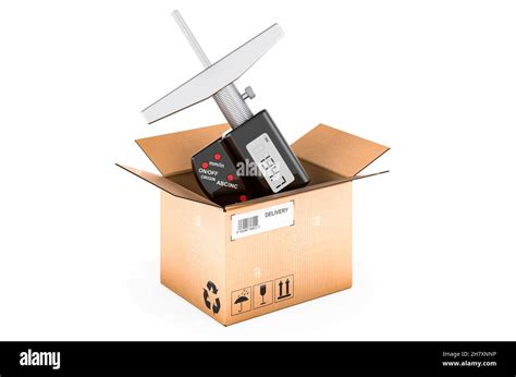 Digital Depth Micrometer Inside Cardboard Box Delivery Concept 3d