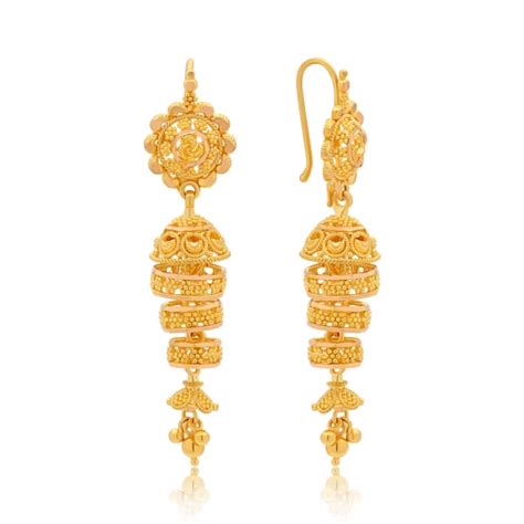 22k Gold Indian Earrings Queen Of Hearts Jewelry