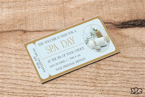 Spa Day Voucher Personalized Wellness Coupon Printable Gift Idea