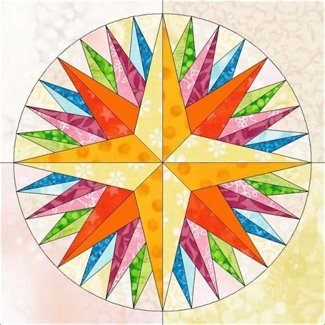 Kaleidoscope Mariner S Compass Block Paper Pieced Quilt Patterns Kaleidoscope Quilt Paper