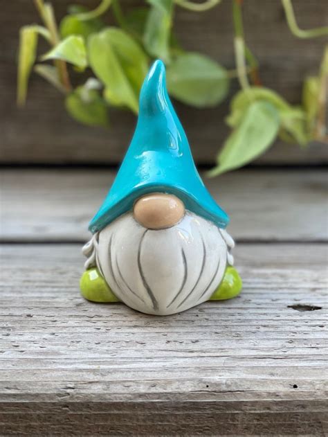 Hand Painted Ceramic Garden Gnome Etsy Diy Clay Crafts Clay Crafts