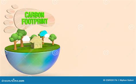 The Carbon Footprint For Eco Concept D Rendering Stock Illustration