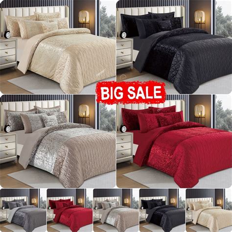 New Luxury Crushed Velvet Duvet Cover Quilt Soft Cosy Bedding Set And Pillowcases Ebay