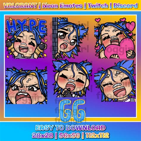 Cute Neon Valorant Emote Pack Neon Emotes Valorant Etsy