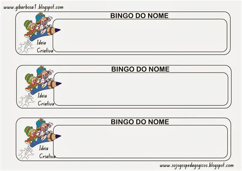 Jogo Pedagógico Bingo do Nome