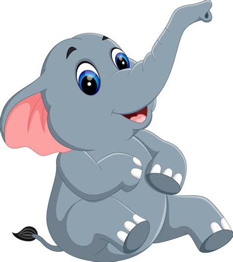 Ilustración de dibujos animados de elefante lindo Vector Premium