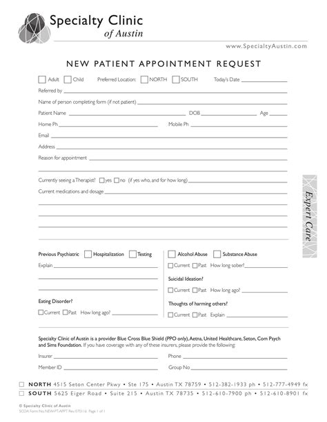 Printable Patient Intake Form