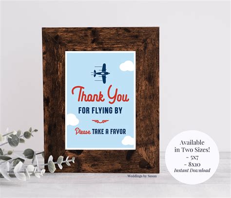 Thank You For Flying By 5x7 8x10 Printable Airplane Baby Etsy