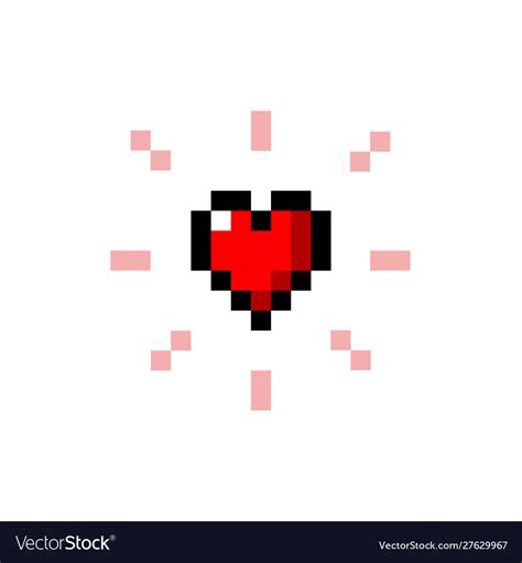 Pixel art 8-bit red heart icon with sparkles Vector Image