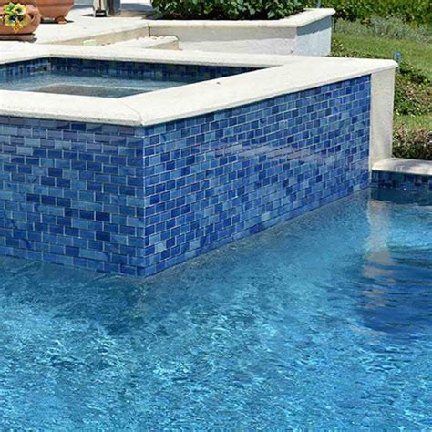 Pool Spa Featuring A Blue Subway Glass Tile By Mineral Tiles Glass Pool