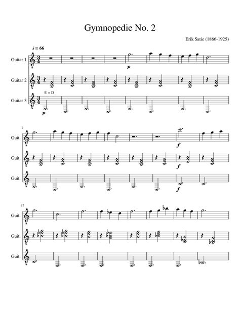 Gymnopedie No 2 Satie Sheet Music For Guitar Download Free In Pdf Or