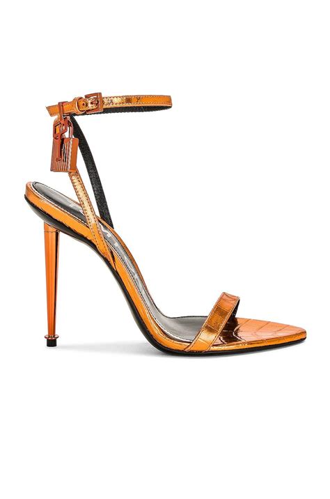 Tom Ford Metallic Stamped Croc Padlock Pointy Naked Sandal Lyst