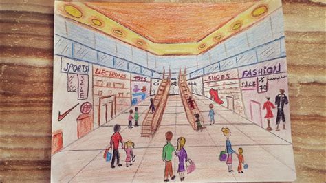 Shopping Mall Drawing🏫 Shopping Centre Drawing Alışveriş Merkezi