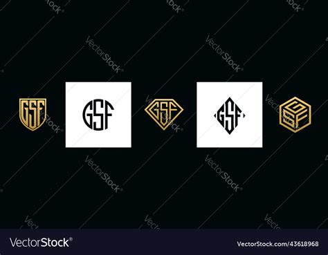 Initial letters gsf logo designs bundle Royalty Free Vector