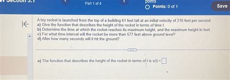 Solved Part 1 Of 4 Points Points 0 Of 1 Save A Toy Rocket Is