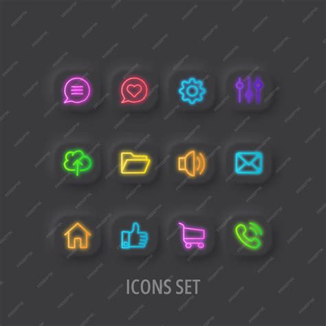 Premium Vector Dark Mode Icons Set