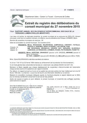 Calam O Crolles Deliberation Rapport Annuel Du