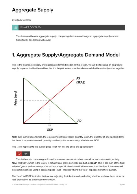 Macroeconomics Unit Tutorials Pdf Aggregate Supply By Sophia