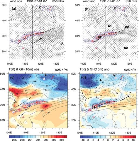 A Total And B Anomalous Winds M S At Hpa At Utc