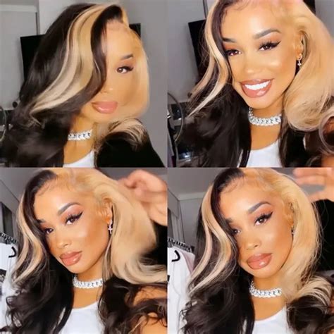 Julia Honey Blonde Skunk Stripe Loose Wave Lace Front Wig With