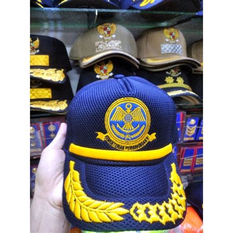 Jual Topi Kemenhub Logo Lis Padi Kapas Free Bordir Nama Shopee