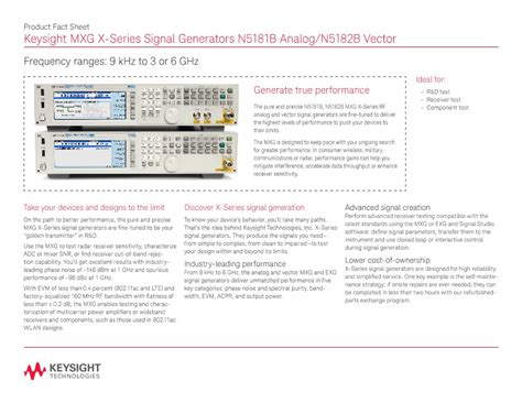 Mxg X Series Signal Generators N B Analog N B Vector Pdf Asset