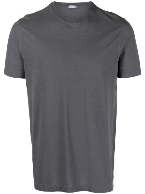 Zanone Round Neck Short Sleeve T Shirt Grey Farfetch