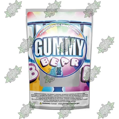 Big Smokey Farms Gummy Bear Mylar Bag Sticker High Society Packaging