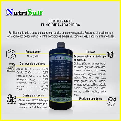 Nutrisulf Fertilizante Abono Foliar Azufre Agrícola Vitrina