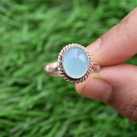 Sterling Silver Aqua Chalcedony Ring At Rs Piece Silver