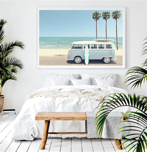 Vw Bus Wall Art Beach Print Vintage Vw Bus Print Beach Wall Etsy