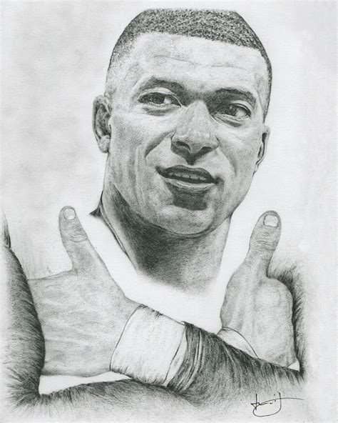 Dessin Dessin de portrait de Kylian MBappé, par PORTRAIT éMOI