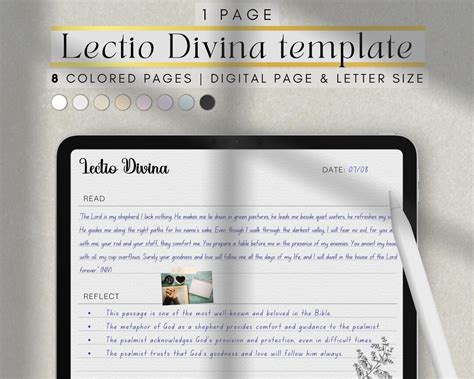 Digital Lectio Divina Template In 8 Colors And Letter Size Printable Etsy