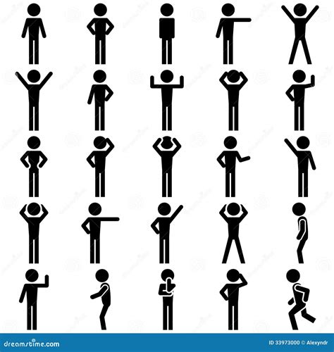 Stick Figure Positions Set Vector Icon Stock Vector Illustration Of