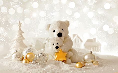 Fondos de pantalla blanco osos de peluche Adornos navideños