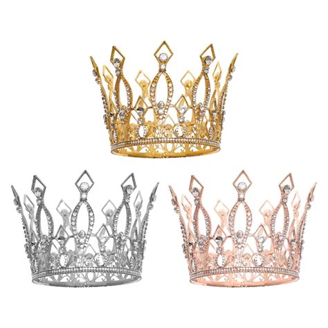 Full Round Crystal Queen Crowns Tiara Queen Crown For Birthday Women