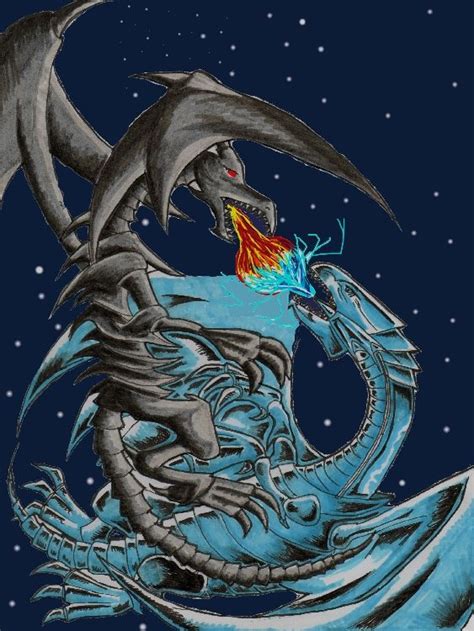 blue eyes white dragon and red eyes black dragon by taraforest | White ...