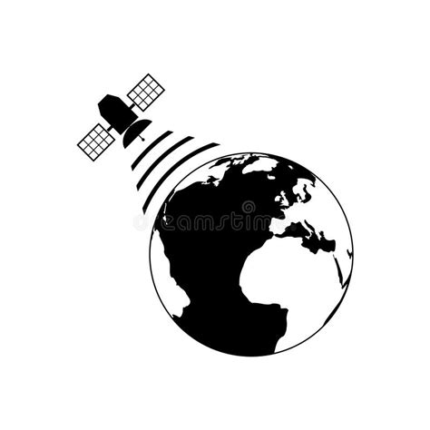 Satellite Orbiting The Earth Icon Or Logo Stock Illustration