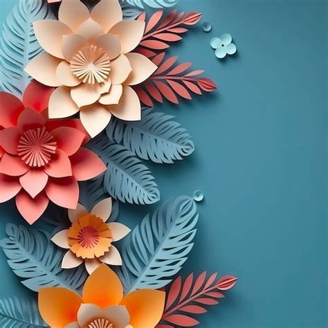 Premium AI Image A Paper Art With Flowers On It