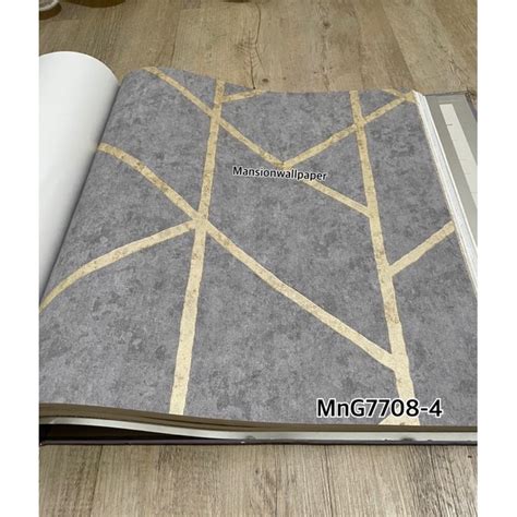 Jual Wallpaper Dinding Korea Geometri Modern Putih Cream Abu Biru Navy