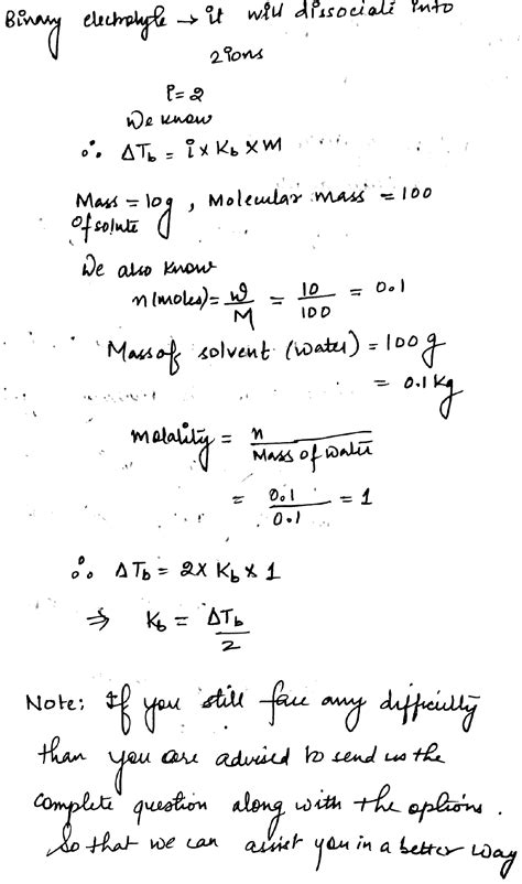 The Elevation In Boiling Point Of Solution Of G Of A Binary