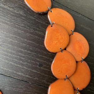 Orange Double Layer Tagua Necklace Galapagos Tagua Jewelry