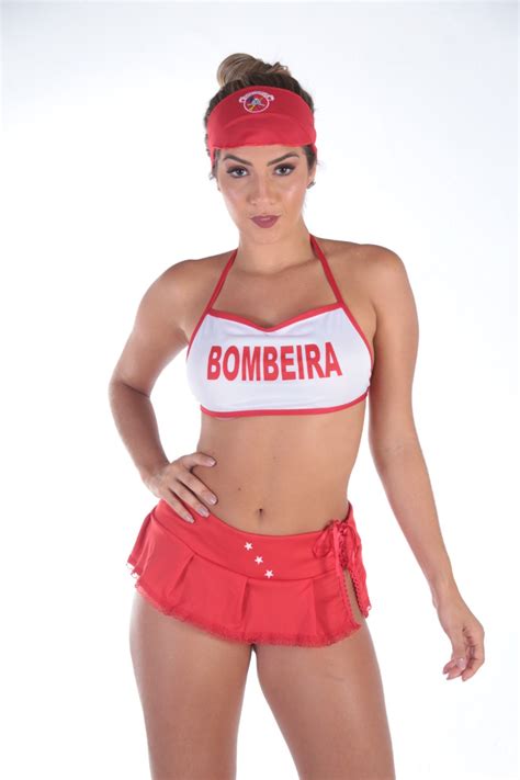 Fantasia Bombeira Sexy Lingerie Sensual Via Tentação