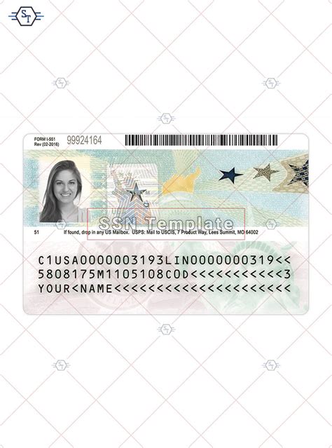 Us Permanent Resident Template Green Card Psd File